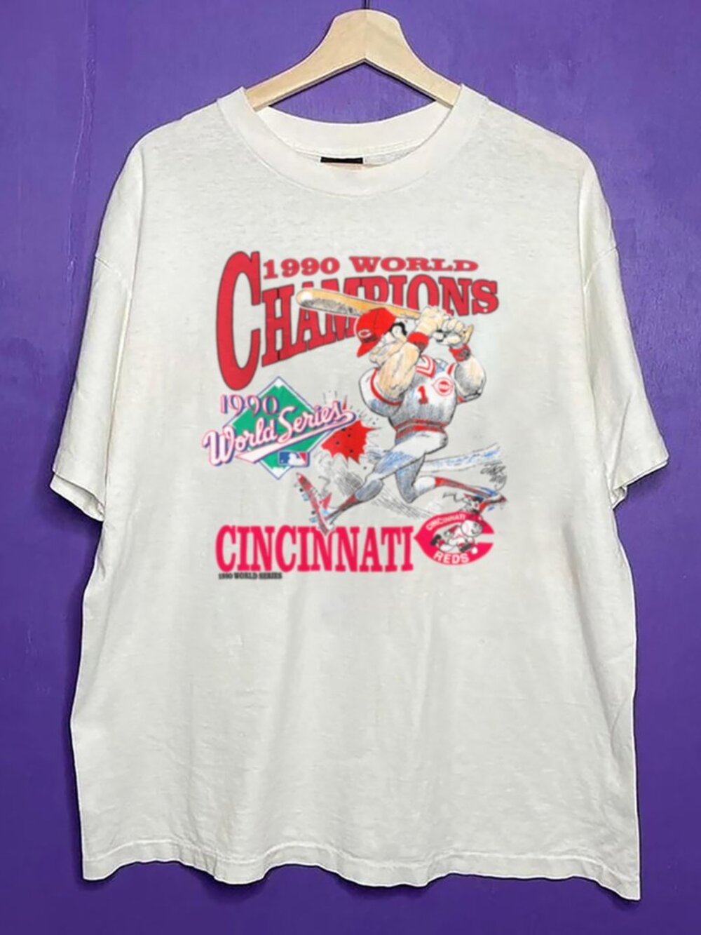 Vintage 90s Cincinnati Reds X Jack Davis MLB Baseball 1990 World Series Shirt
